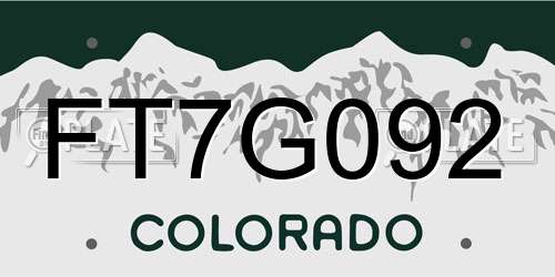 FT7G092 Colorado License Plate