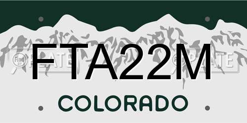 FTA22M Colorado License Plate