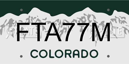 FTA77M Colorado License Plate
