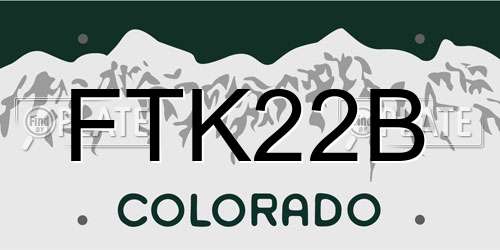 FTK22B Colorado License Plate