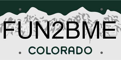 FUN2BME Colorado License Plate