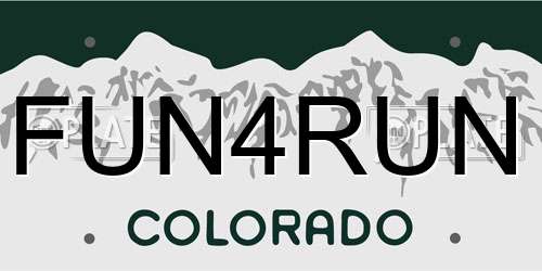 FUN4RUN Colorado License Plate