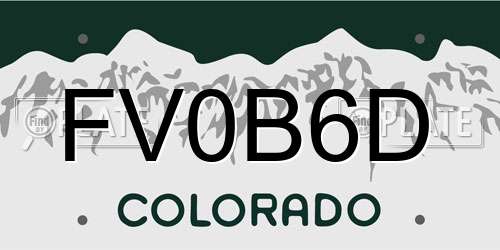 FV0B6D Colorado License Plate