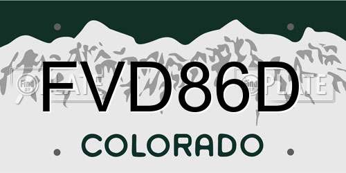FVD86D Colorado License Plate