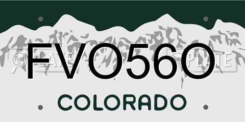 FVO56O Colorado License Plate