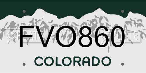 FVO860 Colorado License Plate