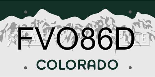 FVO86D Colorado License Plate