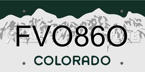 FVO86O Colorado License Plate