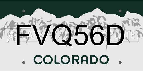 FVQ56D Colorado License Plate
