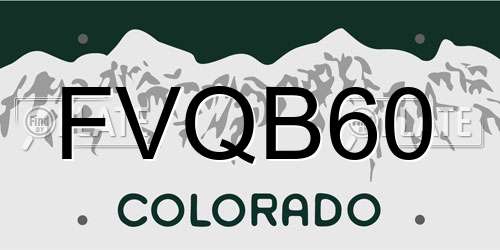 FVQB60 Colorado License Plate