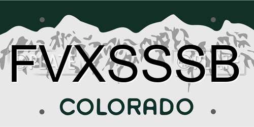 FVXSSSB Colorado License Plate
