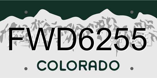 FWD6255 Colorado License Plate