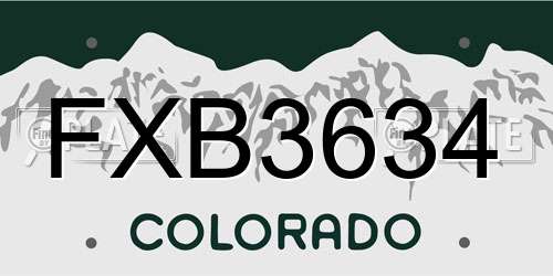 FXB3634 Colorado License Plate