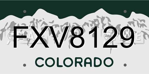 FXV8129 Colorado License Plate