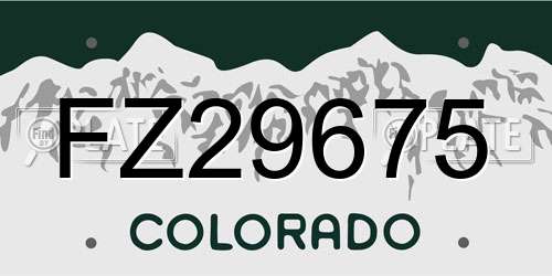 FZ29675 Colorado License Plate