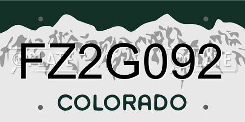 FZ2G092 Colorado License Plate