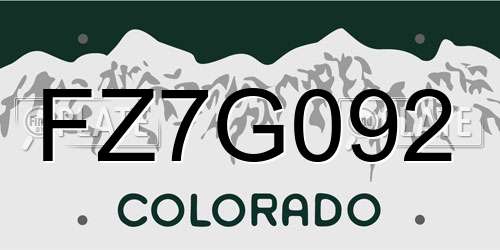 FZ7G092 Colorado License Plate
