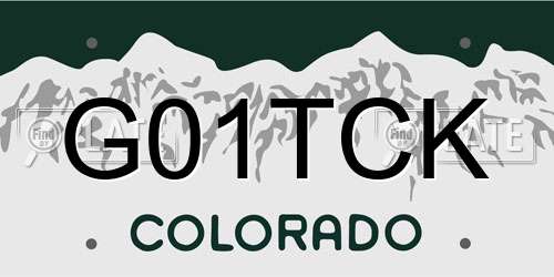G01TCK Colorado License Plate
