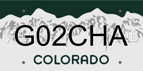 G02CHA Colorado License Plate