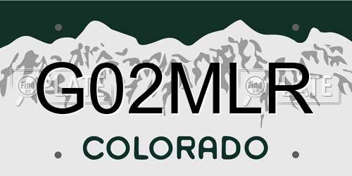 G02MLR Colorado License Plate