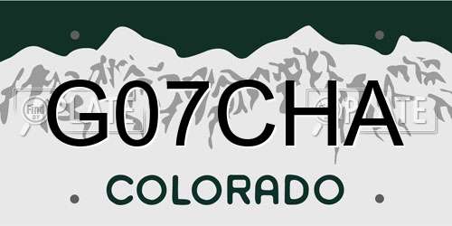 G07CHA Colorado License Plate