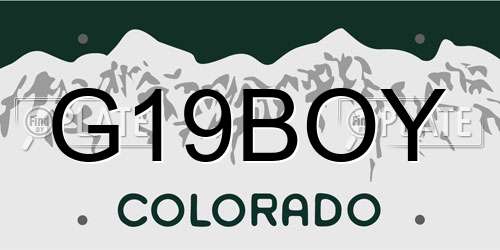 G19BOY Colorado License Plate