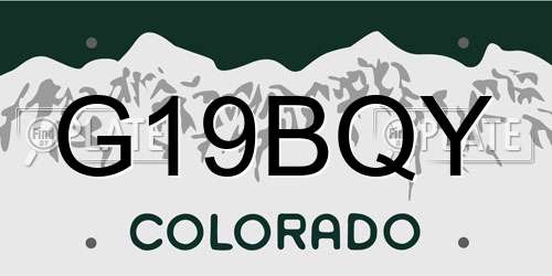 G19BQY Colorado License Plate