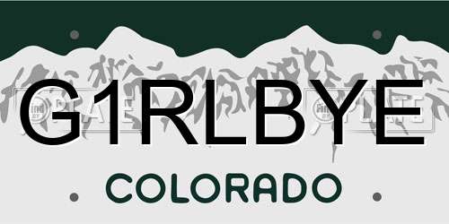 G1RLBYE Colorado License Plate