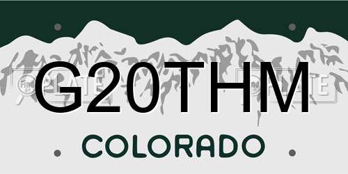 G20THM Colorado License Plate