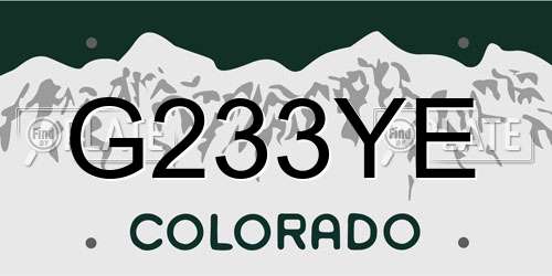 G233YE Colorado License Plate