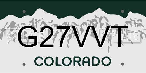 G27VVT Colorado License Plate