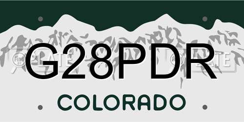 G28PDR Colorado License Plate