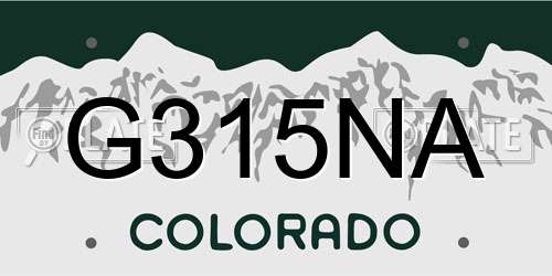 G315NA Colorado License Plate