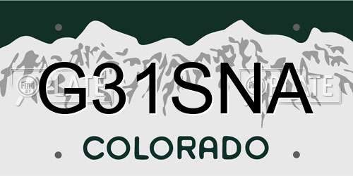 G31SNA Colorado License Plate