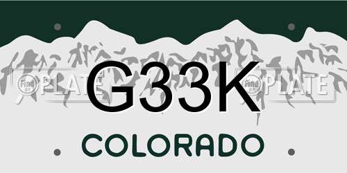 G33K Colorado License Plate