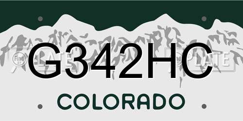 G342HC Colorado License Plate