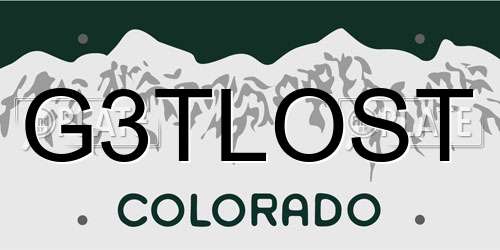 G3TLOST Colorado License Plate