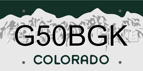 G50BGK Colorado License Plate