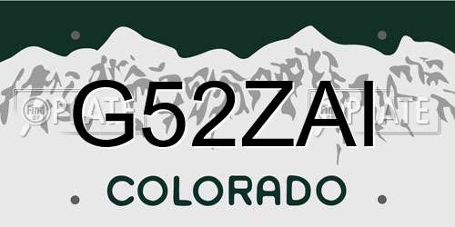 G52ZAI Colorado License Plate