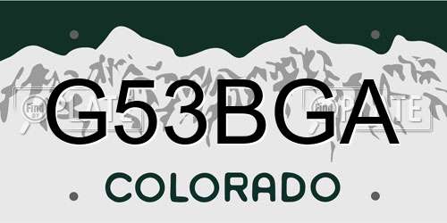 G53BGA Colorado License Plate