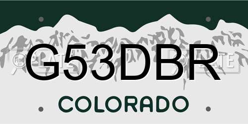 G53DBR Colorado License Plate