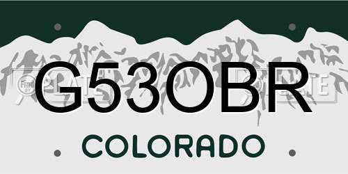 G53OBR Colorado License Plate