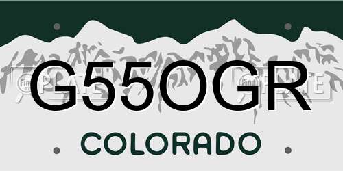 G55OGR Colorado License Plate
