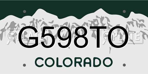 G598TO Colorado License Plate