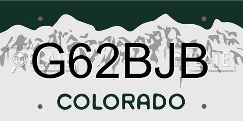 G62BJB Colorado License Plate