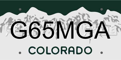 G65MGA Colorado License Plate