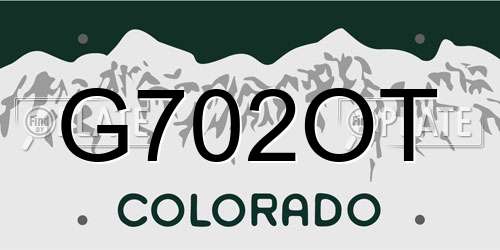 G702OT Colorado License Plate
