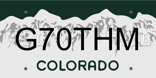G70THM Colorado License Plate