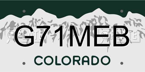 G71MEB Colorado License Plate