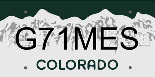 G71MES Colorado License Plate